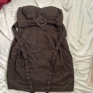 Brown strapless dress